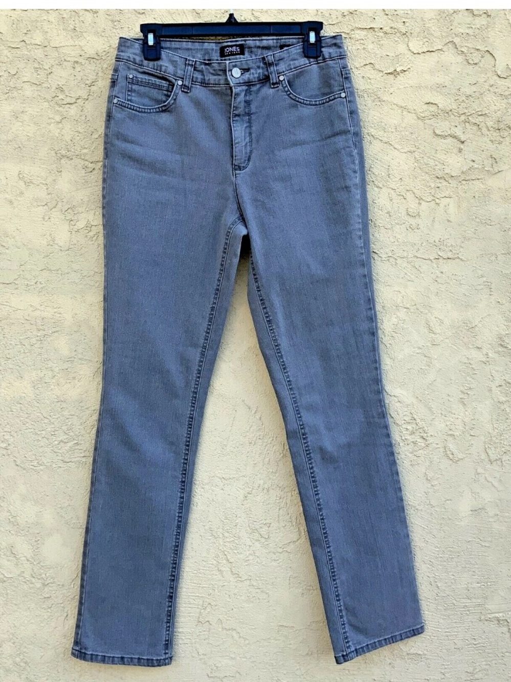 Y2K Jones New York Lexington Straight Jeans Size 8 Gray Classic Stretch 32”